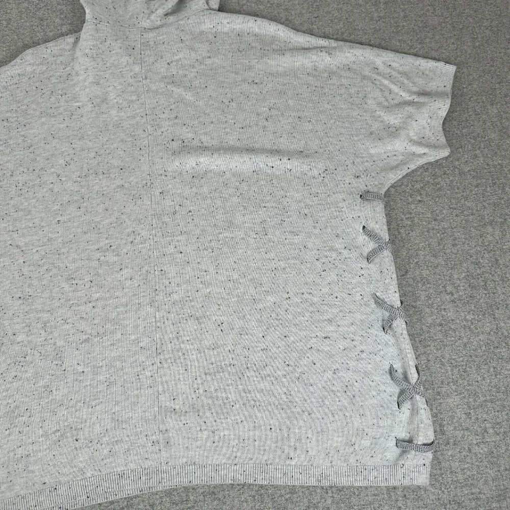 Cabi Small Womens Sweater Hooded Oversized Gray Long Dolman‎ Short Sleeve